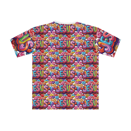 Colorful Jesus Graphic T-Shirt for Men, Relaxed Fit Tee, Faith-Inspired Apparel, Perfect for Church, Casual Wear, Spiritual Gifts