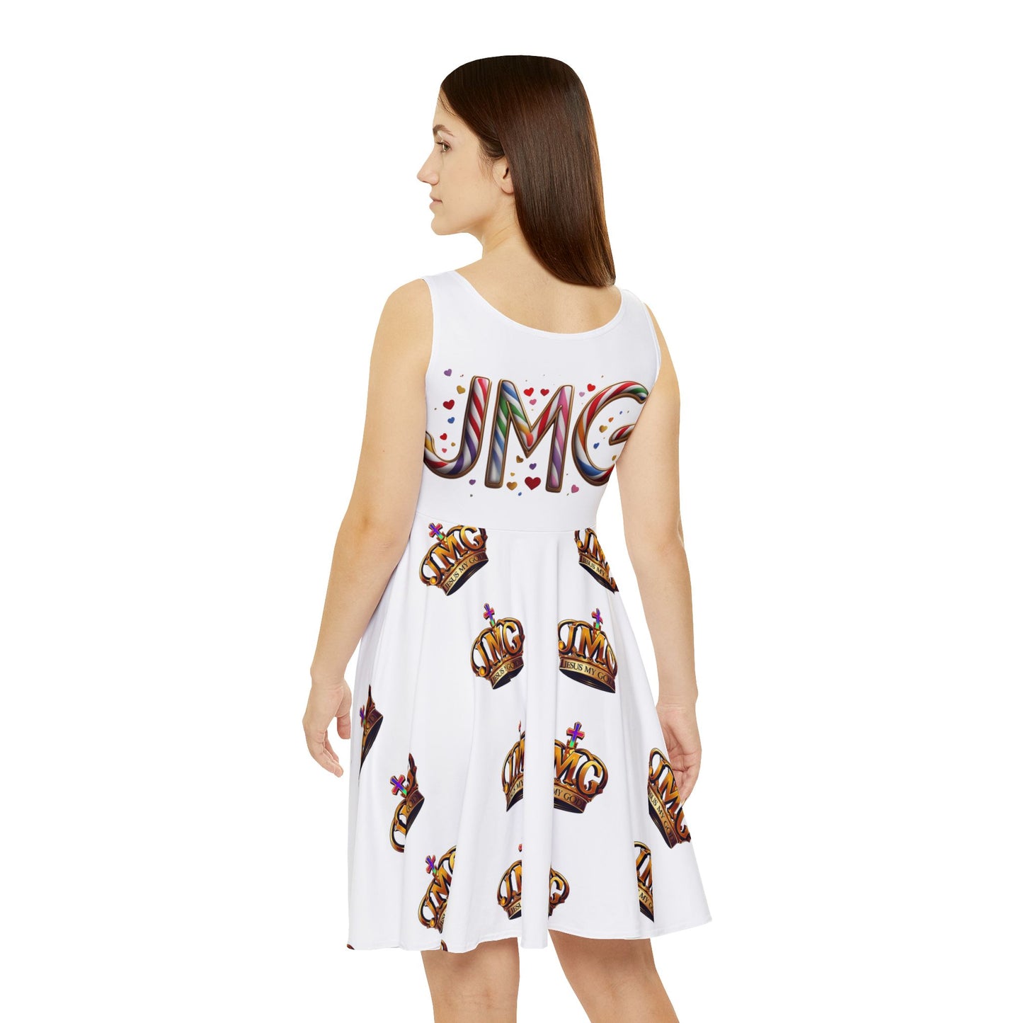 Colorful Women's Skater Dress with Crown Design - Fun Party Wear, Casual Outfits, Summer Dress, Festival Fashion, Unique Gift