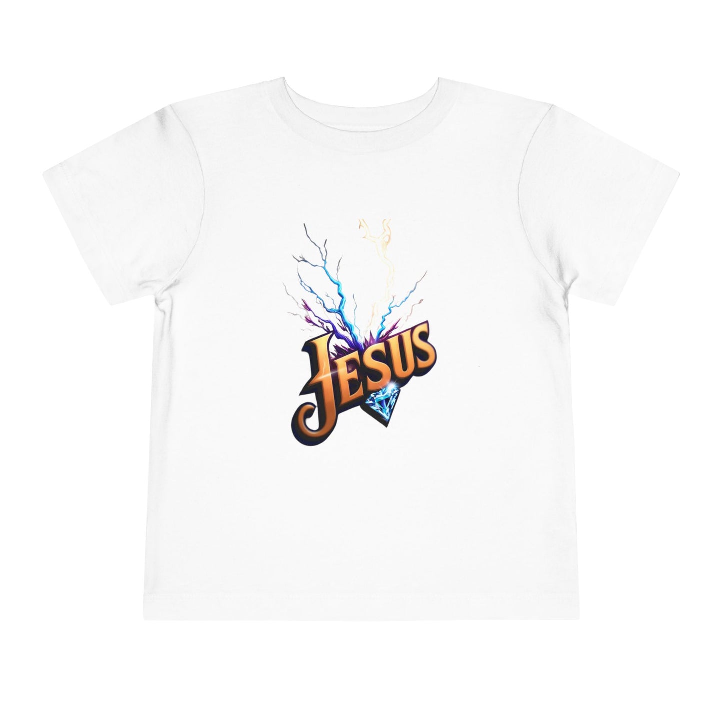 Toddler Short Sleeve Tee with Vibrant Jesus Design, Kid's Faith Shirt, Cute Christian T-Shirt, Summer Play Tee, Birthday Gift for Children