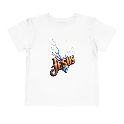 Toddler Short Sleeve Tee with Vibrant Jesus Design, Kid's Faith Shirt, Cute Christian T-Shirt, Summer Play Tee, Birthday Gift for Children