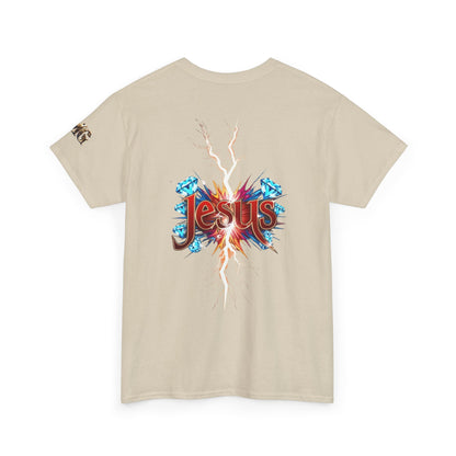 Stylish Unisex Heavy Cotton Tee with JMG & Jesus Prints, Graphic Tee, Casual Wear, Christian Apparel, Gift Idea