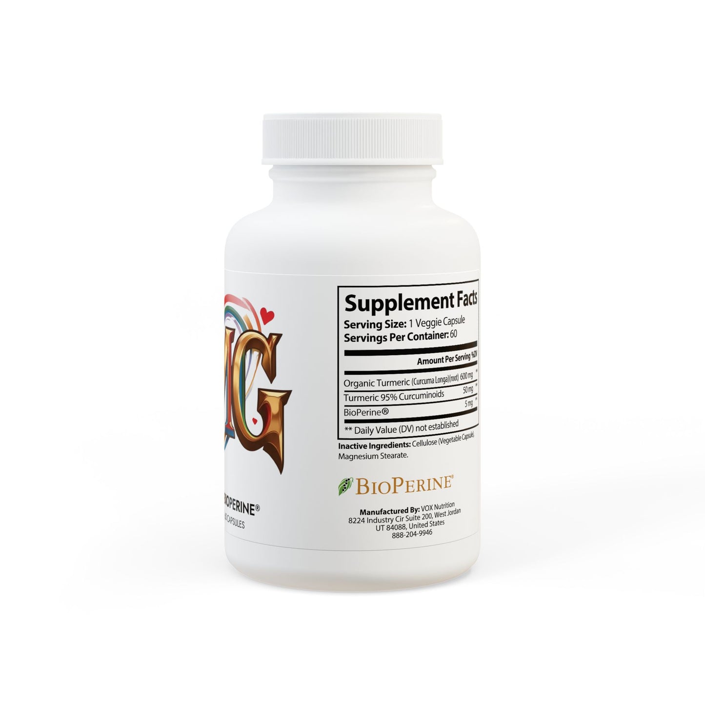 Turmeric with BioPerine® (Black Pepper Fruit Extract) Supplement (60 Capsules)