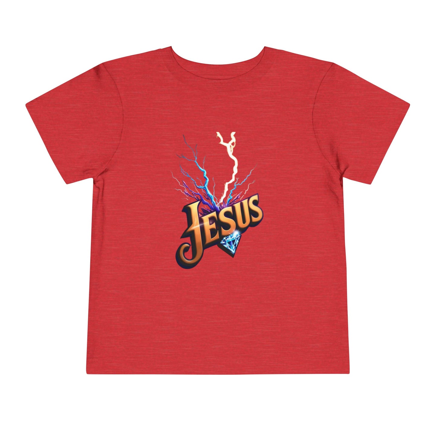 Toddler Short Sleeve Tee with Vibrant Jesus Design, Kid's Faith Shirt, Cute Christian T-Shirt, Summer Play Tee, Birthday Gift for Children