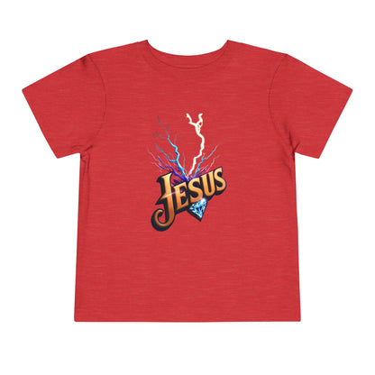 Toddler Short Sleeve Tee with Vibrant Jesus Design, Kid's Faith Shirt, Cute Christian T-Shirt, Summer Play Tee, Birthday Gift for Children