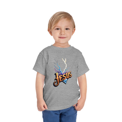Toddler Short Sleeve Tee with Vibrant Jesus Design, Kid's Faith Shirt, Cute Christian T-Shirt, Summer Play Tee, Birthday Gift for Children