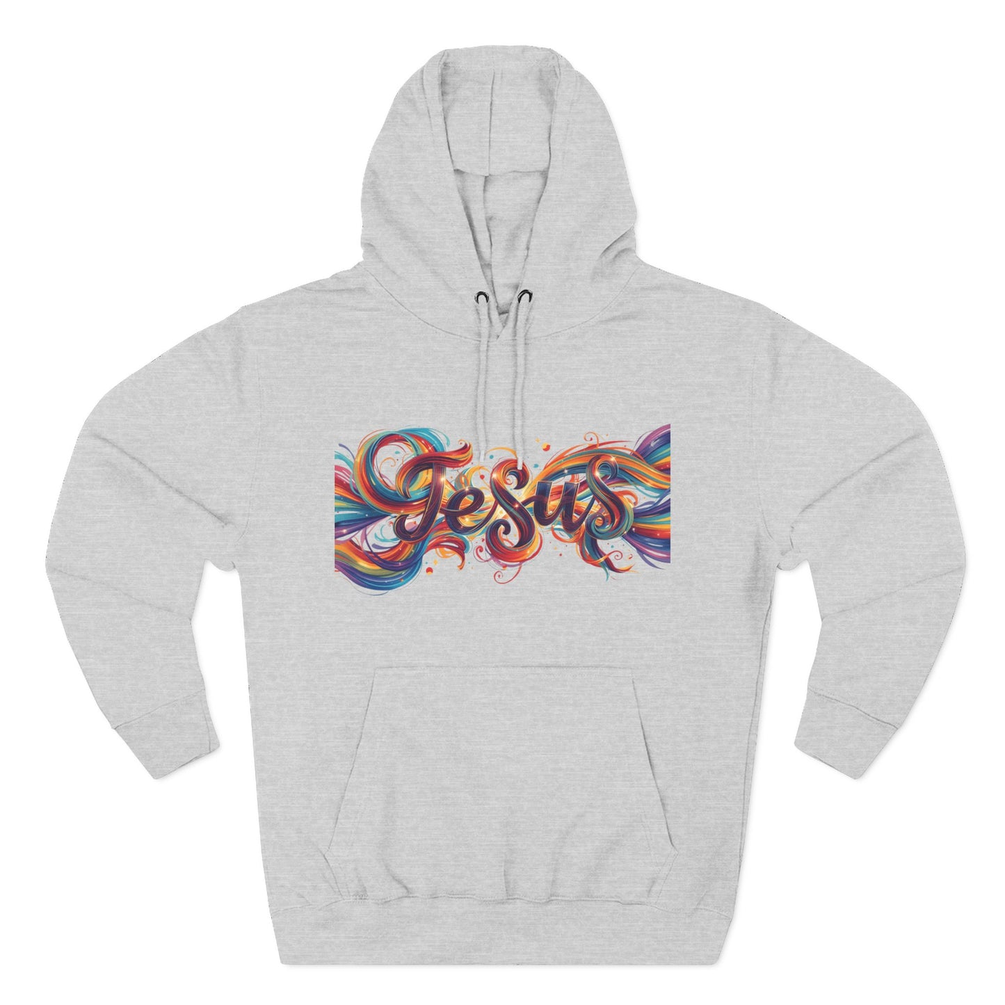 Jesus and MG Three-Panel Fleece Hoodie, Colorful Graphic Hoodie, Spiritual Gift for Him and Her, Cozy Fashion for All Seasons