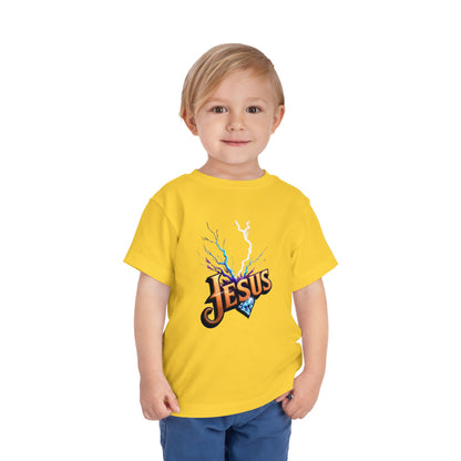 Toddler Short Sleeve Tee with Vibrant Jesus Design, Kid's Faith Shirt, Cute Christian T-Shirt, Summer Play Tee, Birthday Gift for Children