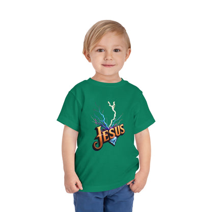 Toddler Short Sleeve Tee with Vibrant Jesus Design, Kid's Faith Shirt, Cute Christian T-Shirt, Summer Play Tee, Birthday Gift for Children