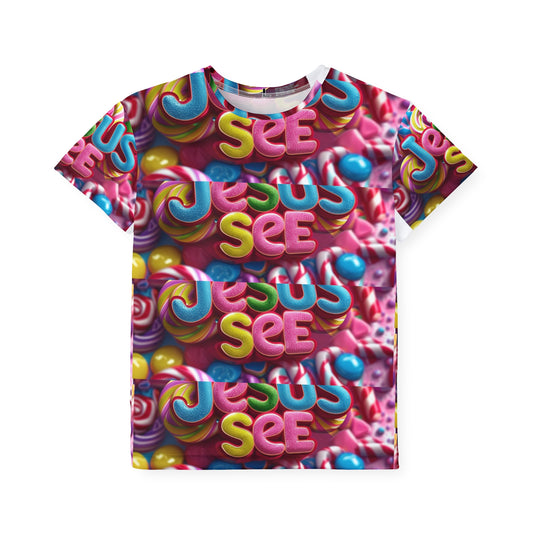 Colorful Kids Sports Jersey with Candy Design, Fun Youth Athletic Shirt, Playful Gift for Sports Events, Birthday Party Attire, Jesus [...]