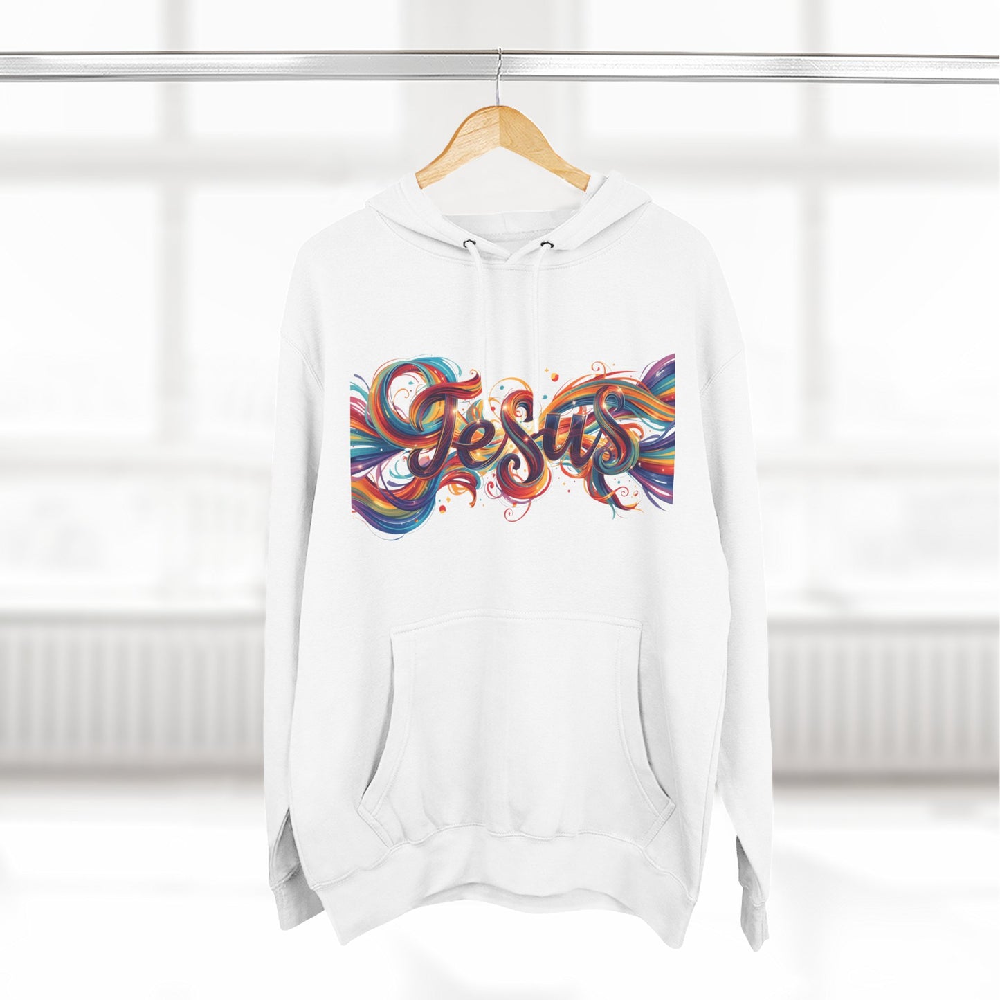 Jesus and MG Three-Panel Fleece Hoodie, Colorful Graphic Hoodie, Spiritual Gift for Him and Her, Cozy Fashion for All Seasons