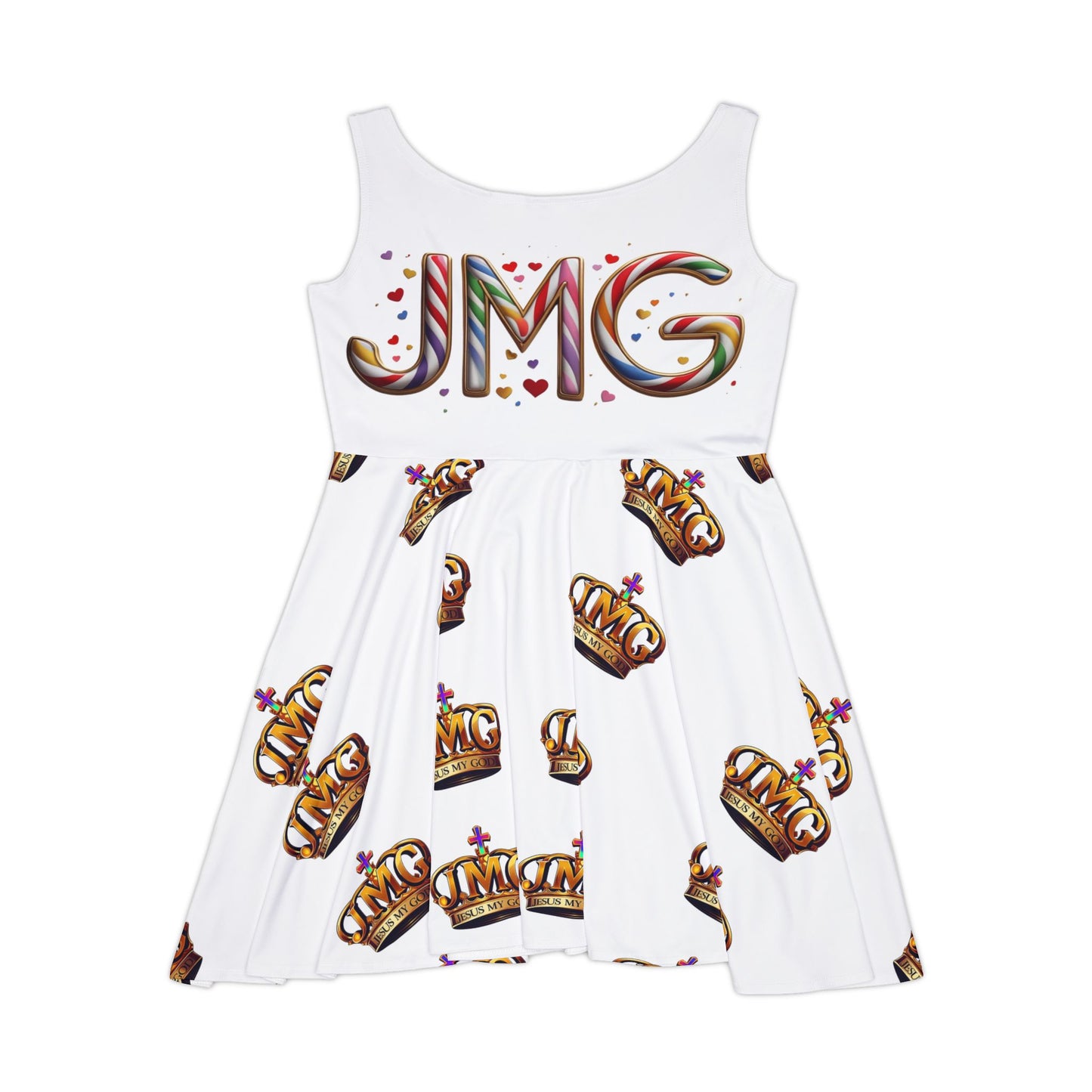 Colorful Women's Skater Dress with Crown Design - Fun Party Wear, Casual Outfits, Summer Dress, Festival Fashion, Unique Gift