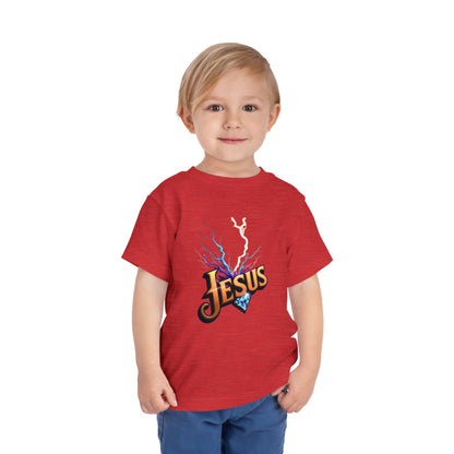 Toddler Short Sleeve Tee with Vibrant Jesus Design, Kid's Faith Shirt, Cute Christian T-Shirt, Summer Play Tee, Birthday Gift for Children