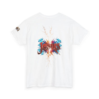 Stylish Unisex Heavy Cotton Tee with JMG & Jesus Prints, Graphic Tee, Casual Wear, Christian Apparel, Gift Idea