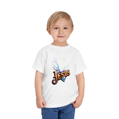 Toddler Short Sleeve Tee with Vibrant Jesus Design, Kid's Faith Shirt, Cute Christian T-Shirt, Summer Play Tee, Birthday Gift for Children