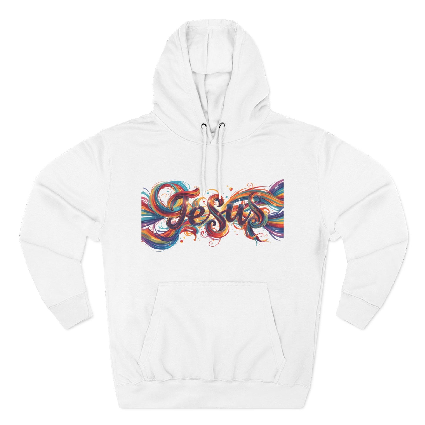 Jesus and MG Three-Panel Fleece Hoodie, Colorful Graphic Hoodie, Spiritual Gift for Him and Her, Cozy Fashion for All Seasons