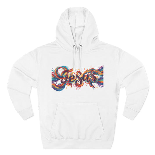 Jesus and MG Three-Panel Fleece Hoodie, Colorful Graphic Hoodie, Spiritual Gift for Him and Her, Cozy Fashion for All Seasons