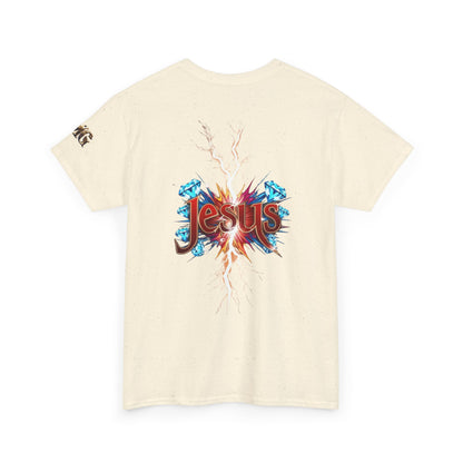 Stylish Unisex Heavy Cotton Tee with JMG & Jesus Prints, Graphic Tee, Casual Wear, Christian Apparel, Gift Idea