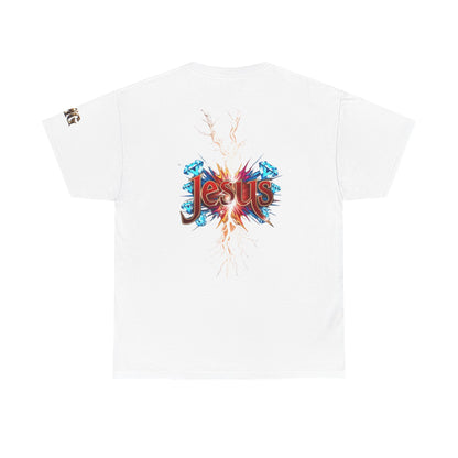 Stylish Unisex Heavy Cotton Tee with JMG & Jesus Prints, Graphic Tee, Casual Wear, Christian Apparel, Gift Idea