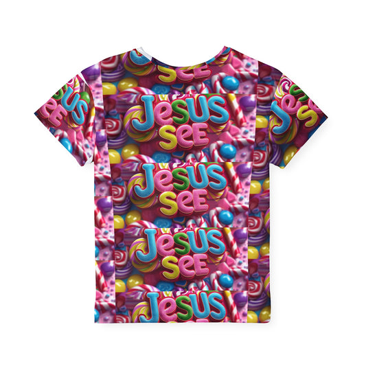 Colorful Kids Sports Jersey with Candy Design, Fun Youth Athletic Shirt, Playful Gift for Sports Events, Birthday Party Attire, Jesus [...]