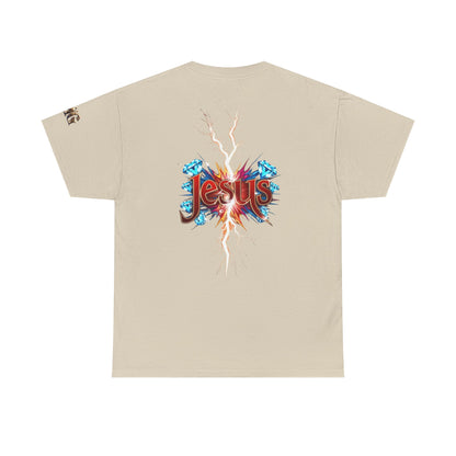 Stylish Unisex Heavy Cotton Tee with JMG & Jesus Prints, Graphic Tee, Casual Wear, Christian Apparel, Gift Idea