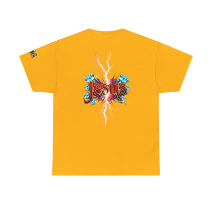 Stylish Unisex Heavy Cotton Tee with JMG & Jesus Prints, Graphic Tee, Casual Wear, Christian Apparel, Gift Idea