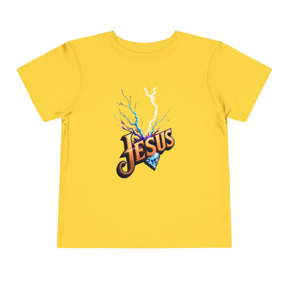 Toddler Short Sleeve Tee with Vibrant Jesus Design, Kid's Faith Shirt, Cute Christian T-Shirt, Summer Play Tee, Birthday Gift for Children