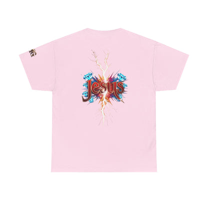 Stylish Unisex Heavy Cotton Tee with JMG & Jesus Prints, Graphic Tee, Casual Wear, Christian Apparel, Gift Idea