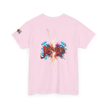 Stylish Unisex Heavy Cotton Tee with JMG & Jesus Prints, Graphic Tee, Casual Wear, Christian Apparel, Gift Idea