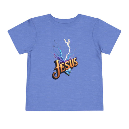 Toddler Short Sleeve Tee with Vibrant Jesus Design, Kid's Faith Shirt, Cute Christian T-Shirt, Summer Play Tee, Birthday Gift for Children