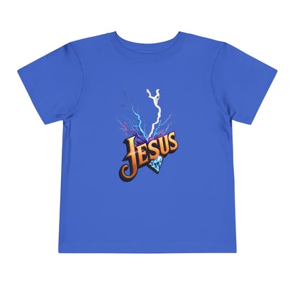 Toddler Short Sleeve Tee with Vibrant Jesus Design, Kid's Faith Shirt, Cute Christian T-Shirt, Summer Play Tee, Birthday Gift for Children