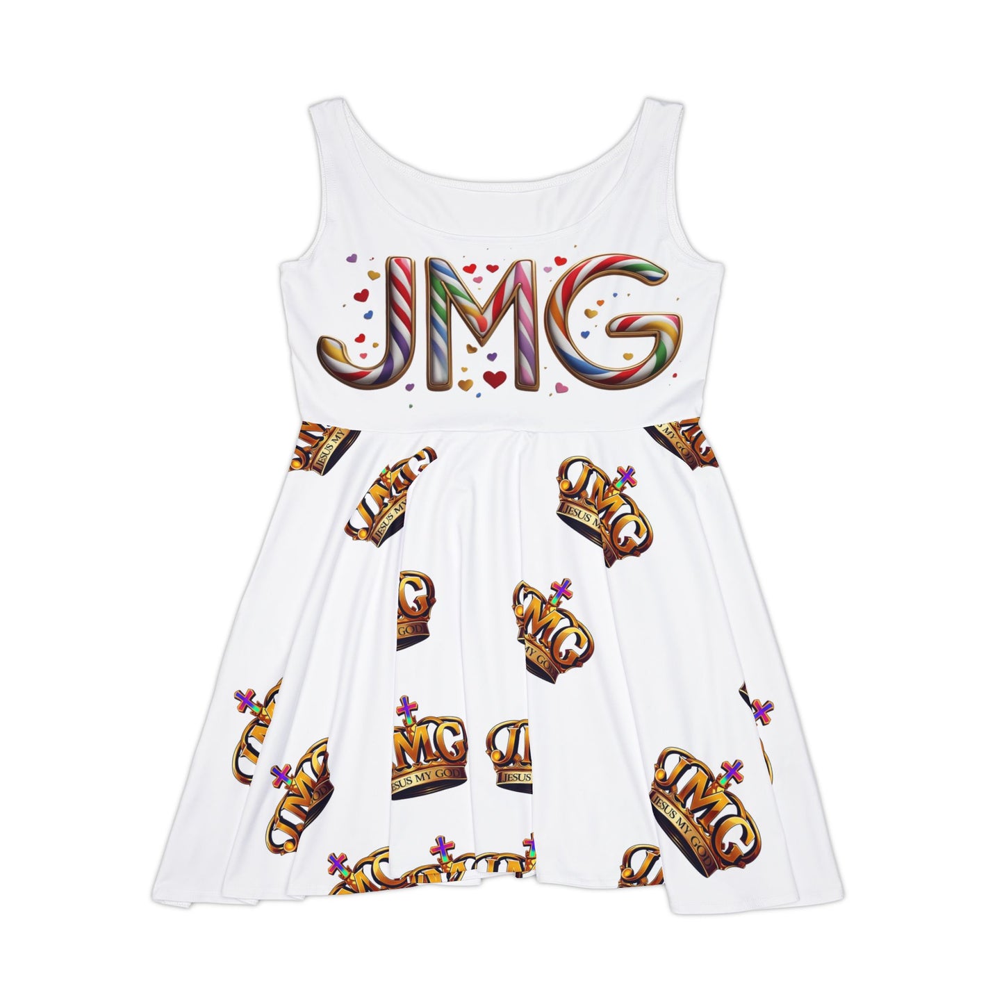 Colorful Women's Skater Dress with Crown Design - Fun Party Wear, Casual Outfits, Summer Dress, Festival Fashion, Unique Gift